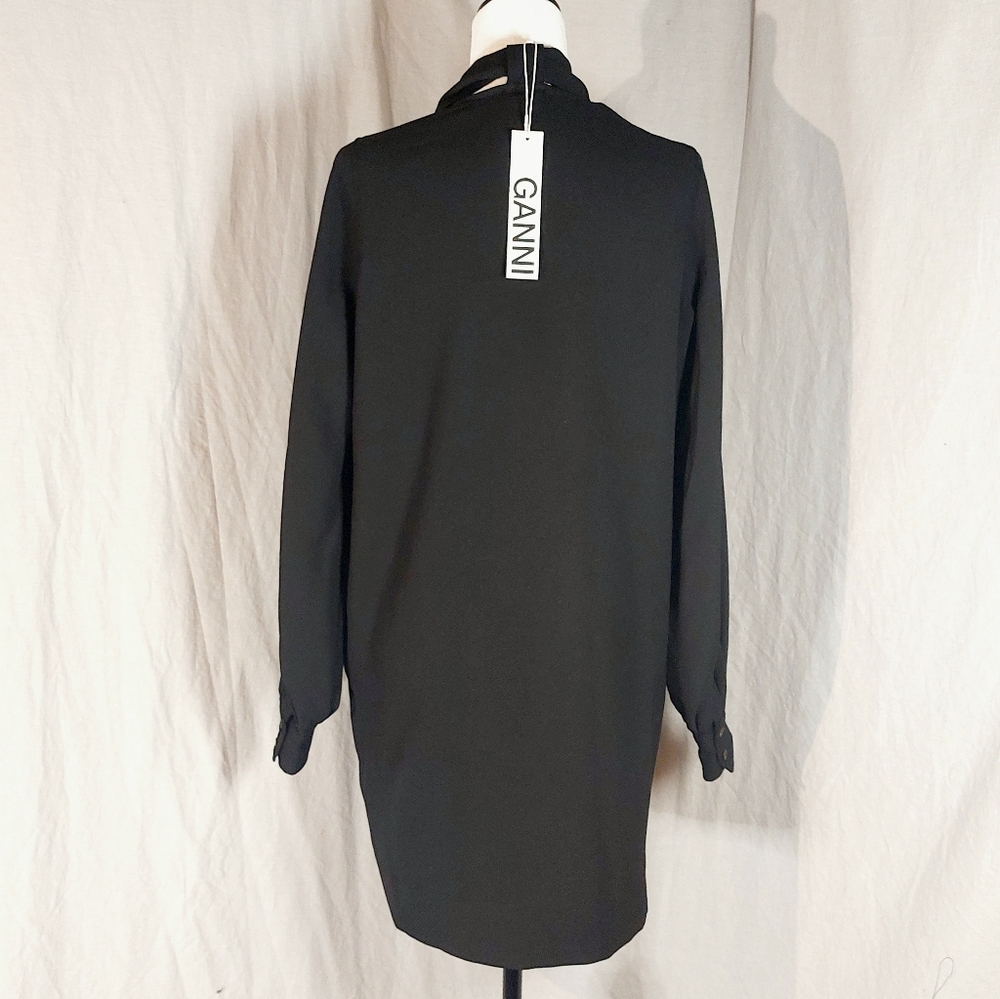 Ganni black bishop-sleeve mini dress, EU36, NWT - Picture 4 of 13